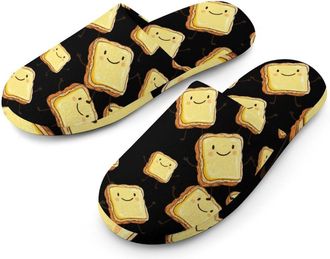 Generic Butter on Toast Cute Mens Cotton Slippers Memory Foam Comfort House Shoes Winter Indoor Slipper for Hotel Casa Spa