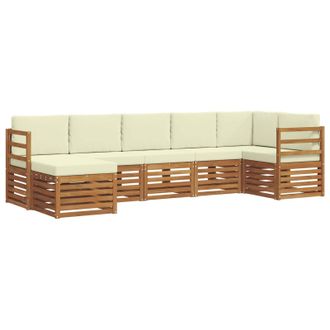 vidaXL Conjunto De Sof&aacute; Seccional Con Coj&iacute;n 7 Pcs Natural Y Crema Vidaxl