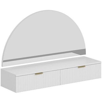Vente-Unique Toeletta sospesa con specchio e LED 2 cassetti Bianco - FRALYN di PASCAL MORABITO