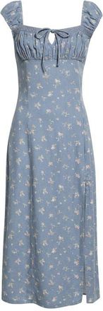 Lucky Brand Sweetheart Cap Sleeve Midi Dress in Navy Floral at Nordstrom, Size Xx-Large
