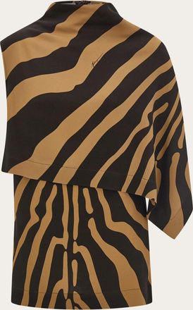 Ferragamo Women Sleeveless animal print top Beige