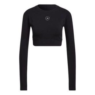adidas (WMNS) adidas by Stella McCartney TrueStrength Cropped Long Sleeve T-Shirt Asia Sizing Black HB6074
