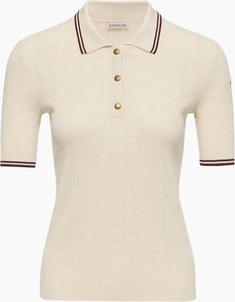 Moncler Womens Womens Knitted Polo Beige - Cream - Size: 10/8