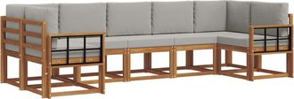 vidaXL Conjunto De Sof&aacute;s De Exterior 7 Uds. Natural Y Gris Claro Vidaxl