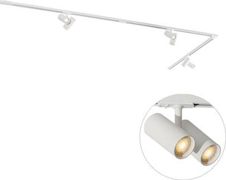 QAZQA Moderno Sistema de riel moderno con 3 focos blancos monofásico - Iconic Scopio Metálica /Plástico Alargada Adecuado para led Max. 6 x 10 Watt - Qazqa