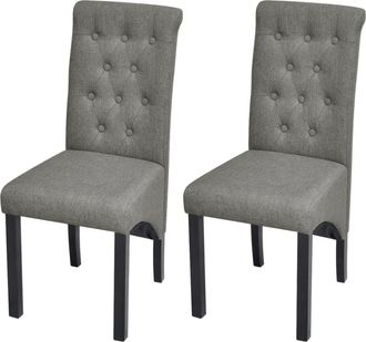 vidaXL Vidaxl - Sillas De Comedor Giratorias 2 Unidades Tela Gris Claro