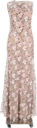 Self Portrait Pink Delicate Floral Polyester Midi Dress