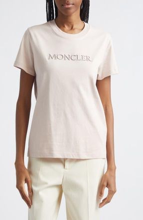 Moncler Logo Cotton Jersey T-Shirt in Pink at Nordstrom, Size X-Large