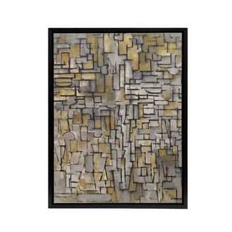 Artery8 Tableau No 2 Composition No VII Mondrian Framed Canvas Wall Art Print in Grey | Size: W24 x H32