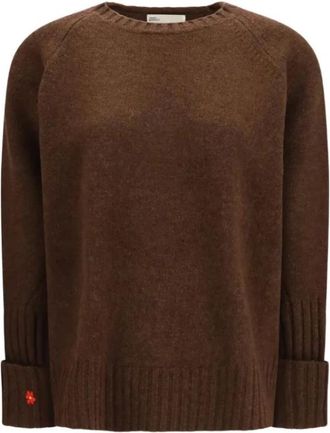 Tory Burch Trui met ronde hals - Dames - Ronde hals truien - Bruin - S - Truien & Vesten