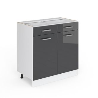 Vicco Mueble Bajo De Cocina R-line, Antracita Alto Brillo, 80 Cm Sin Encimera