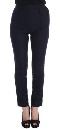 Ermanno Scervino Womens Blue Virgin Wool Slim Fit Casual Pants