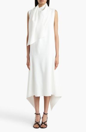 Khaite Loell Asymmetric Scarf Dress in Chalk at Nordstrom, Size 2