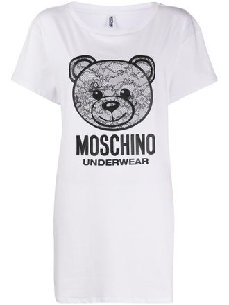 Moschino Teddy logo print nightie - White
