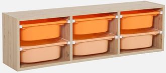 Sweeek Sweeek - Mueble De Almacenamiento Infantil Horizontal, 6 Cajas Coloridas, Sora, Naranja, 97.5x21x29.4 Cm