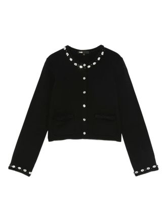 Maje embellished-button cardigan - women - Viscose/Elastane/Polyamide - 1 - Black