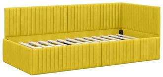 vidaXL Estructura de cama en esquina Amarillo 90 cm x 200 cm tela vidaXL