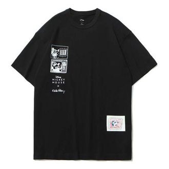 Li-Ning x Disney Mickey x Keith Haring Tee Black White AHSR501-1