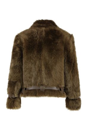Tom Ford Womens Shearling Jacket Military Green Lamb Faux Fur & Coats