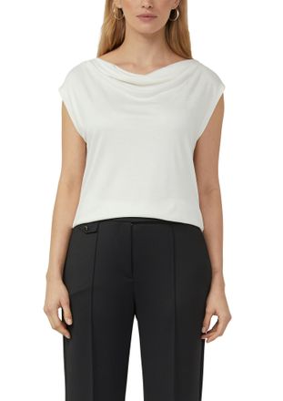 s.Oliver Black Label Wasserfallshirt S.OLIVER BLACK LABEL, Damen, Gr. 34, wei&szlig;, Web, Obermaterial: 100% Viskose, unifarben, normal h&uuml;ftbedeckend, Wasserfallausschnitt, Shi