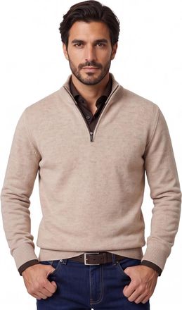 Casamoda Casa Moda beige half-zip trui gem&ecirc;leerd wol