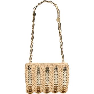 Paco Rabanne Small 1969 Raffia Shoulder Bag in Shiny Beige at Nordstrom