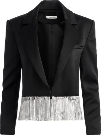 Alice & Olivia Shan fringed-edge jacket - women - Polyester/Elastane - 0 - Black