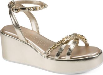Karl Lagerfeld Clemons Ankle Strap Wedge Sandal in White Gold at Nordstrom, Size 6.5