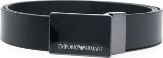 Emporio Armani logo-buckle leather belt - men - Calf Leather - One Size - Black