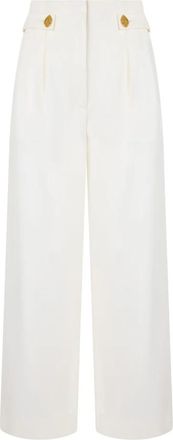 Moschino Wijde Pijpen Broek - Dames - Wijde Broeken - Wit - S - Wol - Broeken