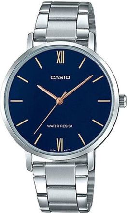 Casio Womens Silver Stainless Steel Analog Watch with Blue Dial - LTP-VT01D-2BUDF