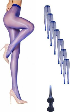 Lechery 7-Pack Glossy Semi-Opaque Statement Fashion Tights For Women in Blue at Nordstrom, Size Small/medium