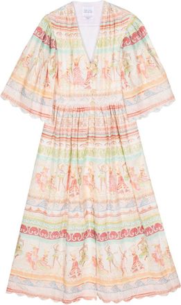 Hayley Menzies broderie anglaise pleated midi dress - women - Cotton - S - Pink