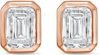 Diana M. Jewels 14Kt Rose Gold 15.00 cts Lab Grown Emerald Diamond Bezel Studs