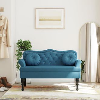 vidaXL Banco Con Cojines Terciopelo Azul 120,5x65x75 Cm Vidaxl