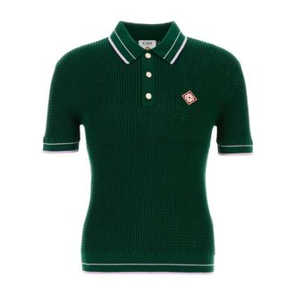 Casablanca Polo Shirts, male, Green, Size: M Crochet Short Sleeve Polo Shirt