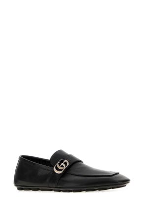 Gucci Mens Black Leather Loafers Blackblackblack Calf Skin Mocassini