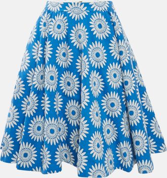 Alice & Olivia Alice + Olivia Blue Floral Jacquard Flared Mini Skirt