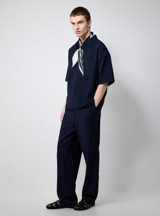 Le 31 Mens Crinkled fabric fluid pant Paris fit - High rise relaxed