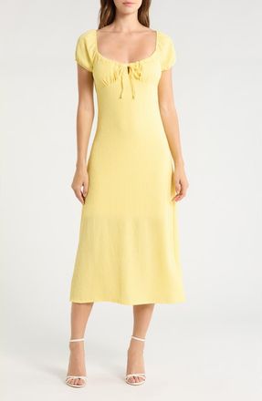 Madden Girl Puff Sleeve Midi Dress in Butter Yellow at Nordstrom Rack, Size X-Large