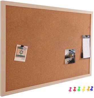 Trade Shop Trade Shop - Panel De La Placa De Pared De Corcho Con Marco De Madera 60 X 40 Cm 6 Pines
