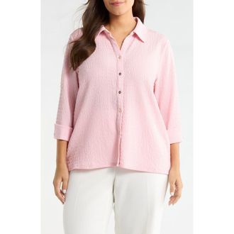 Kasper Ridge Knit Button-Up Shirt in Tutu Pink at Nordstrom, Size 1 X
