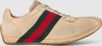 Gucci Mens Gucci Tempo Sneaker, Beige, Fabric
