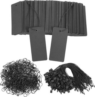 OEM 300 Juegos De Etiquetas De Precio Negras Con Cuerda Y Alfileres De Seguridad, Etiquetas De Papel Negras Para Colgar Regalos, Ropa, Manualidades, Prese