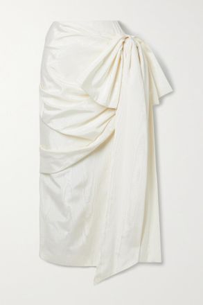 Christopher John Rogers Gonna Midi In Moir&eacute; Drappeggiato Con Fiocco - Avorio