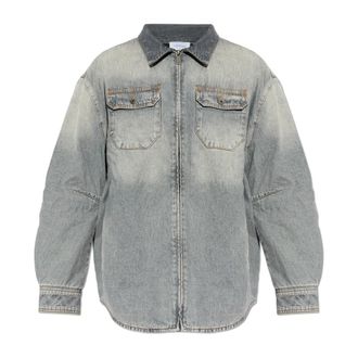 Off-white Ge&iuml;soleerde Denim Jas - Heren - Spijkerjassen - Grijs - M - Leer - Jassen