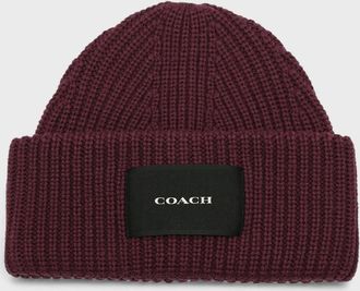 Coach Womens Coach Woven Patch Beanie Oxblood - Red
