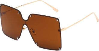 Generic Metal Square Fashion Sunglasses Large Frame Outdoor Summer Beach Sun Shading Decorative Sunglasses (Color : B, Size : Medium) 2026