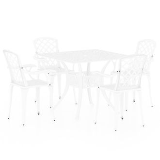 vidaXL Mesa Y Sillas De Bistr&oacute; 5 Piezas Aluminio Fundido Blanco Vidaxl