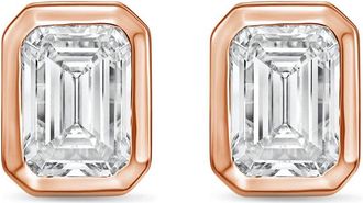 Diana M. Jewels 14Kt Rose Gold 2.00 cts Lab Grown Emerald Diamond Bezel Studs